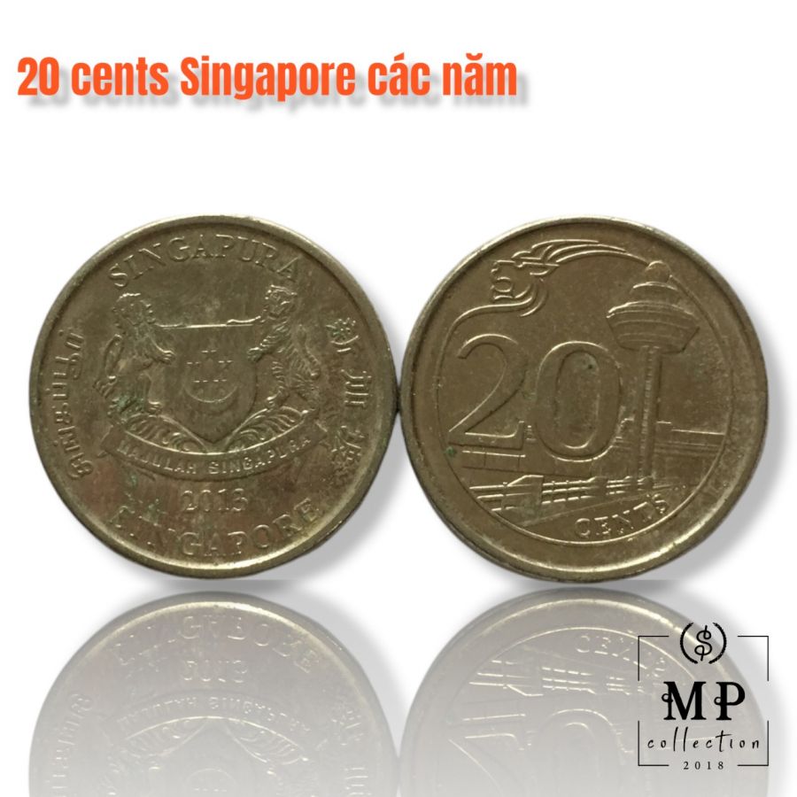 Đồng Xu 20 cents Singapore với hoa trinh nữ và hình ảnh sư tử năm ...